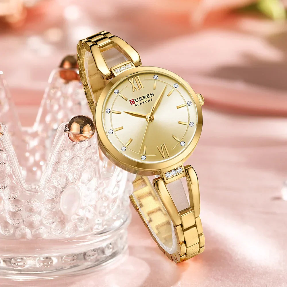 Edle Damen Armbanduhr Edelstahl Analog Quarz