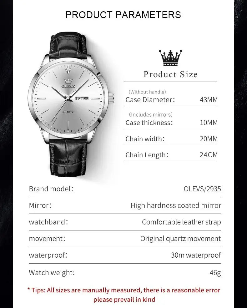 OLEVS 2935 Herren Uhr Dual Calendar