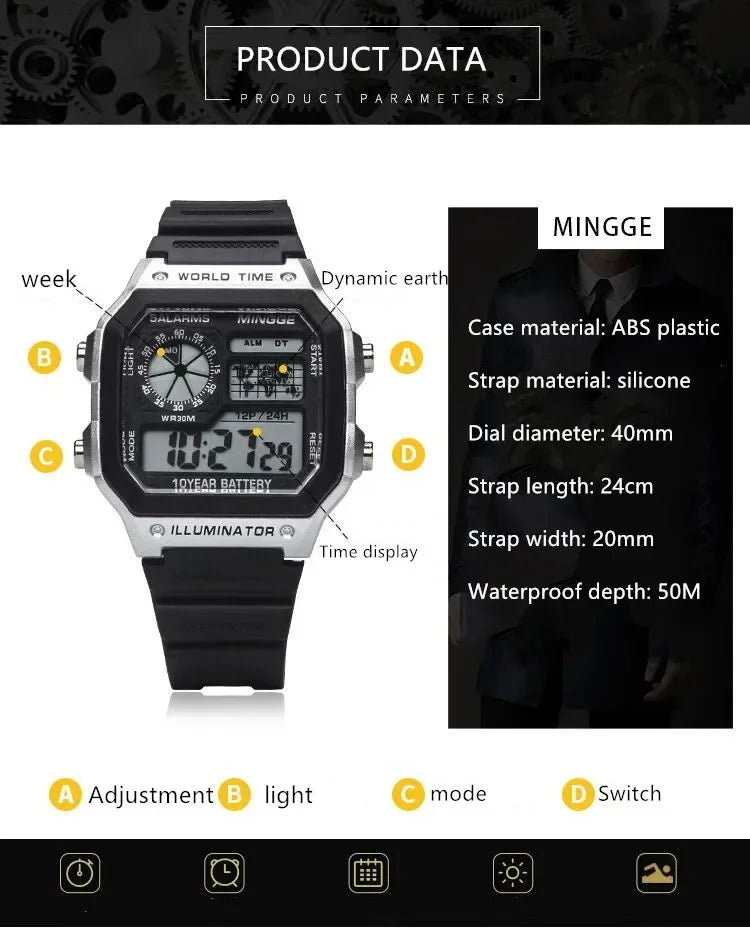 Digitale Retro Uhr für Männer – Sportuhr mit LED-Display, Reloj Hombre, Studenten Uhr, Relogio Masculino