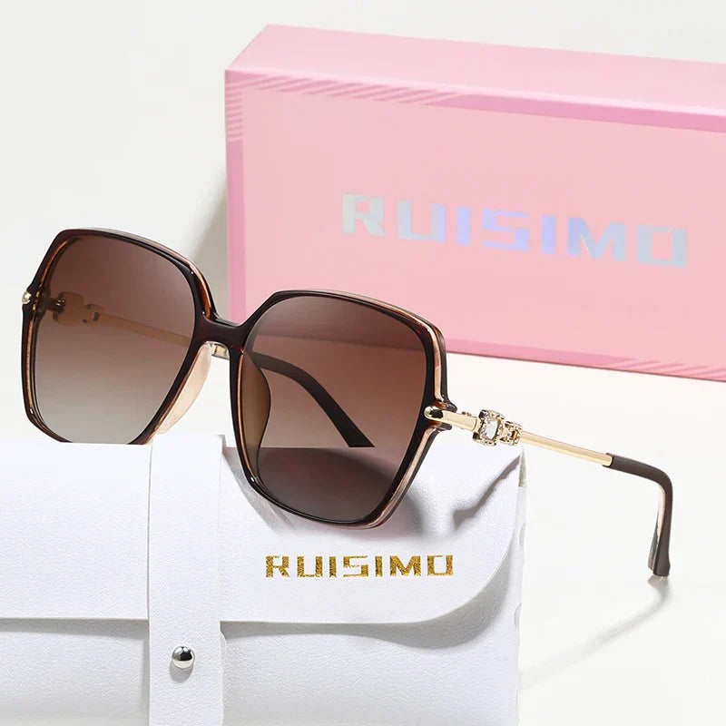 Edle Sonnenbrille Eckig Metall polarisiert UV400 Verlaufsglas