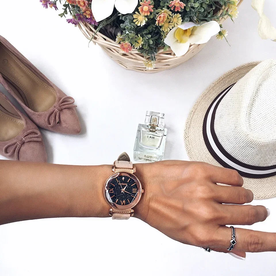 Starry Sky Quartz Watch for Women – Elegant Ladies Watch, Montre Femme, Reloj Mujer, Horloges Women, Relógio Feminino