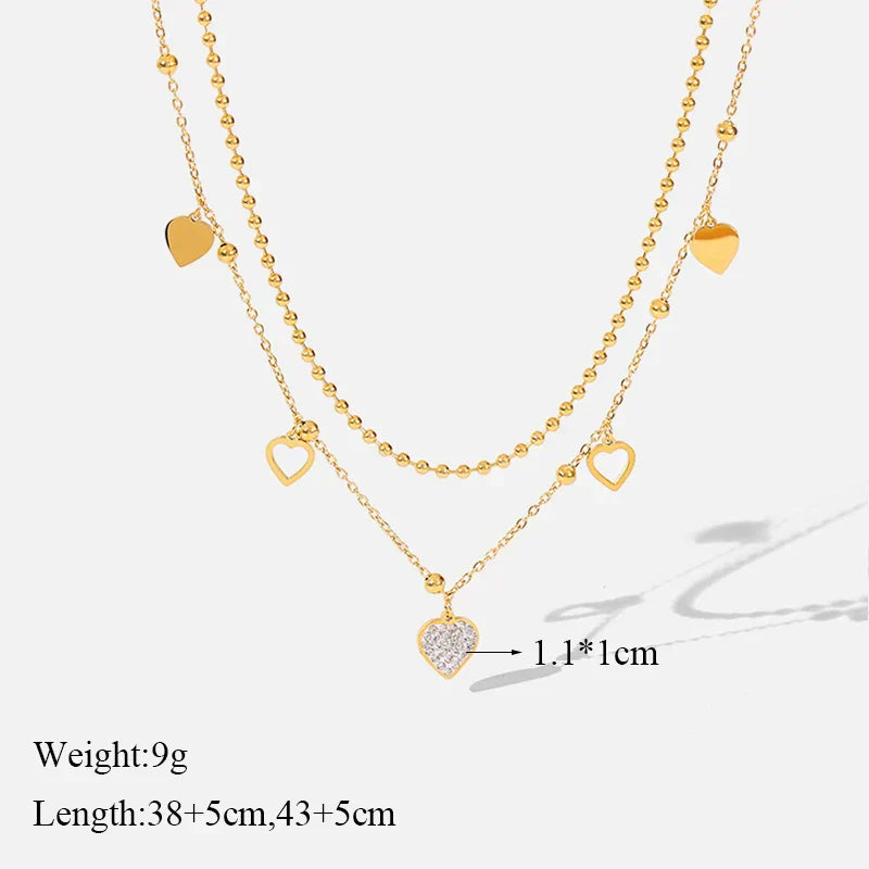 EILIECK 316L Stainless Steel Geometric Colorful Crystal Zirconia Pendant Necklace For Women Fashion Neck Chain Jewelry Gift