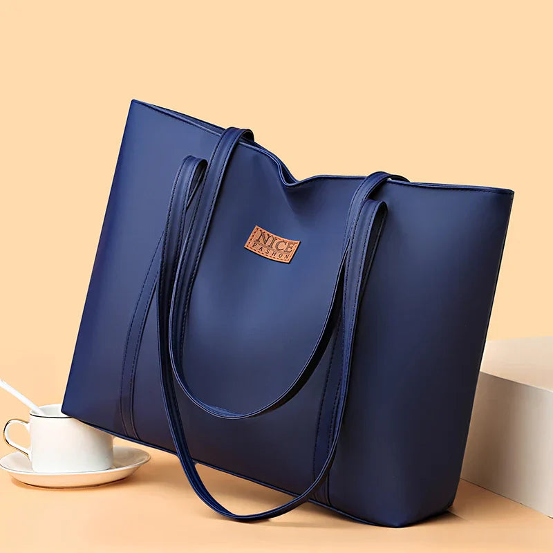 Stylish Nylon Shopper with Zipper and Interior Pockets