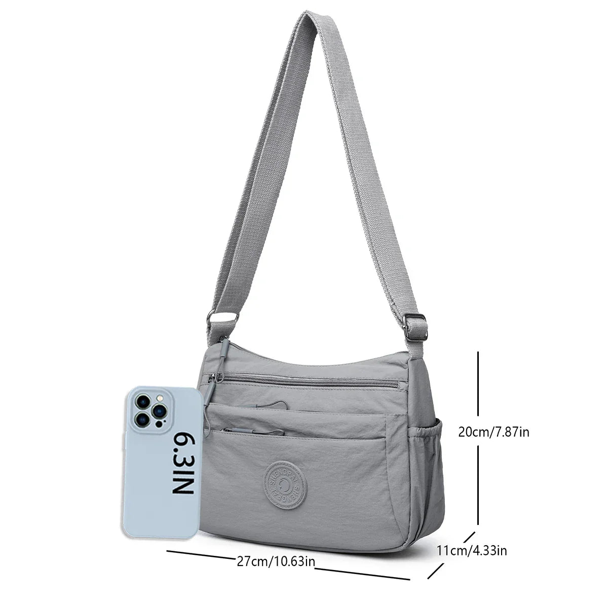 Stylish Nylon Crossbody Handbag with Zipper and