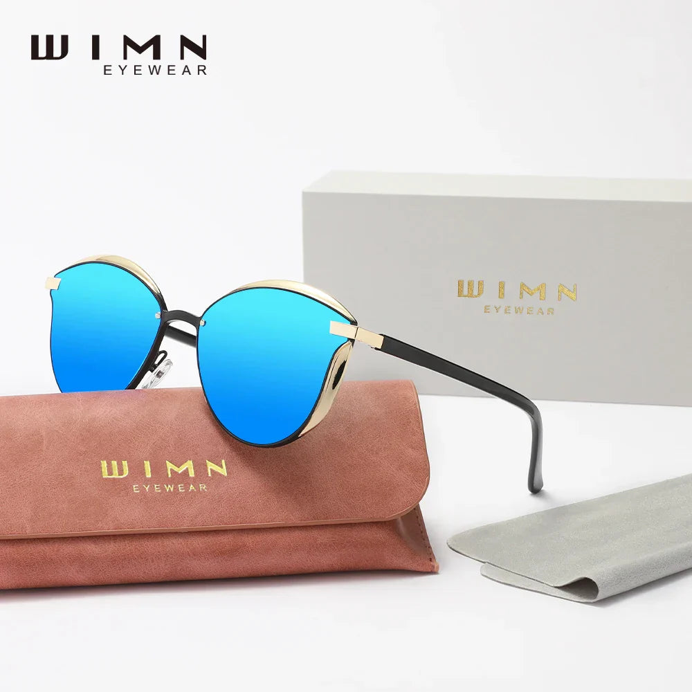 Minimalistische Sonnenbrille Cat-Eye PC polarisiert UV400 Spiegelglas