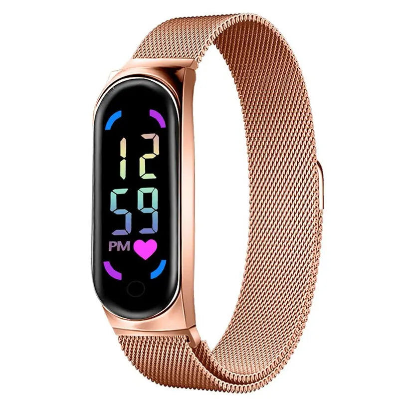 POPLOV Damen Digitaluhr mit LED-Touchscreen – Elegante Uhr mit Magnetarmband, wasserdicht & modern