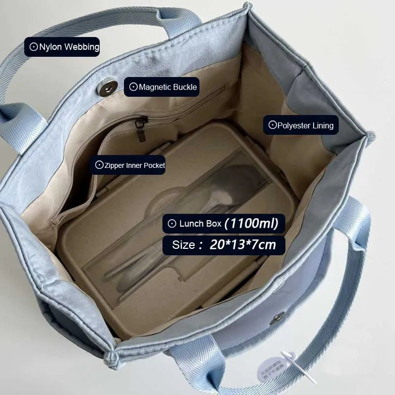 Practical Canvas Shopper with Zipper and Inner Compartments