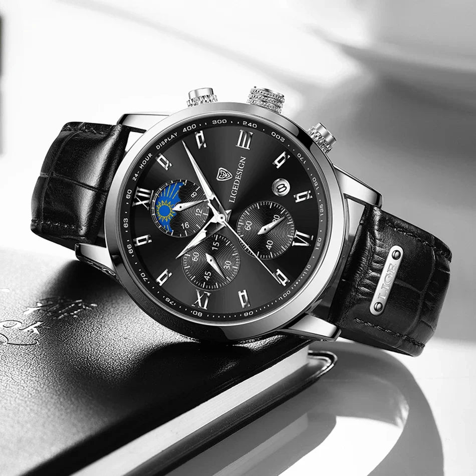 Edle Damen Armbanduhr Lederarmband Analog Quarz wasserbeständig