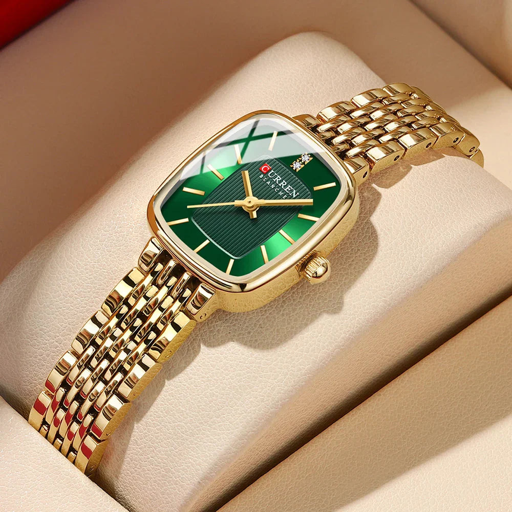 Edle Damen Armbanduhr Edelstahl Analog Quarz wasserbeständig