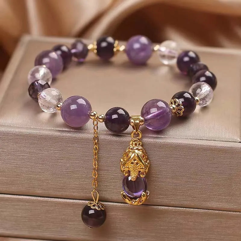 Elegantes Perlen Armband mit lila Kristallen – Damen Party Schmuck 2025