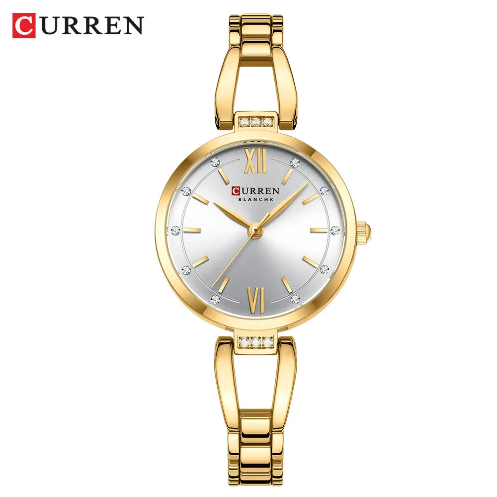 Edle Damen Armbanduhr Edelstahl Analog Quarz