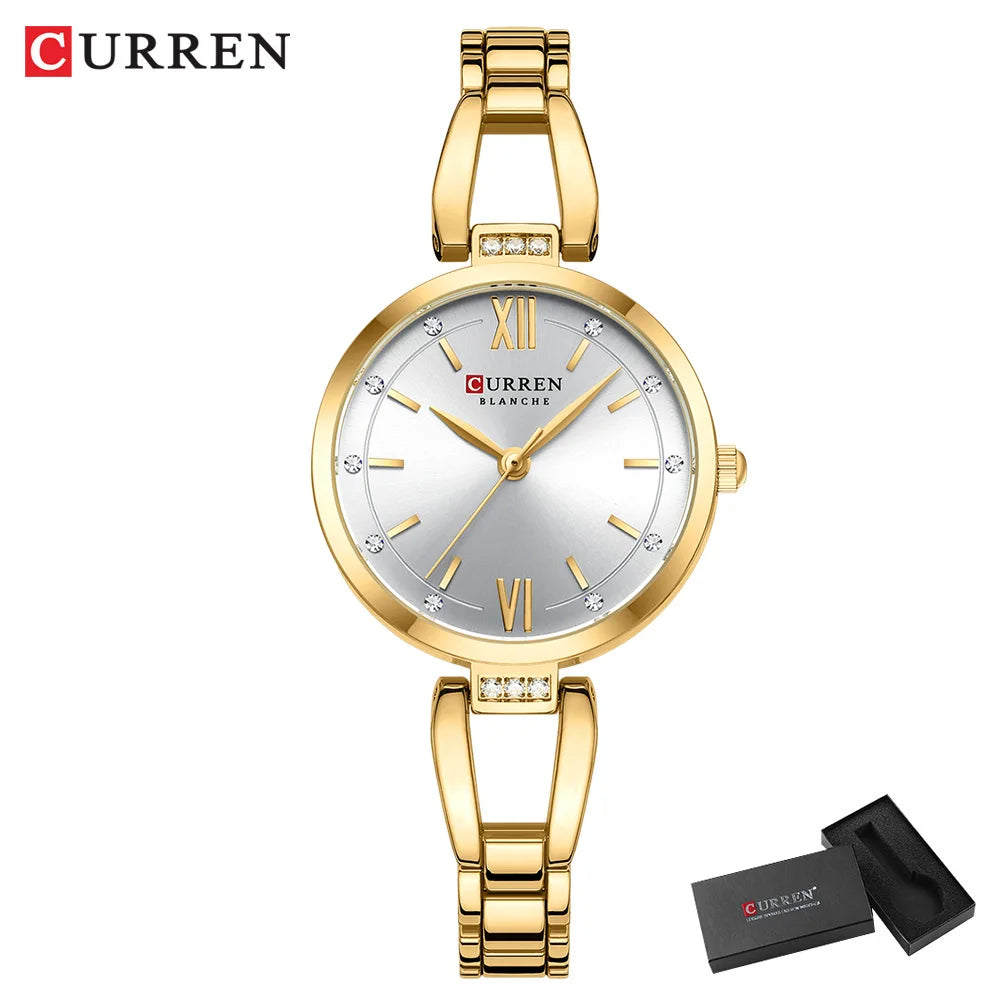 Edle Damen Armbanduhr Edelstahl Analog Quarz