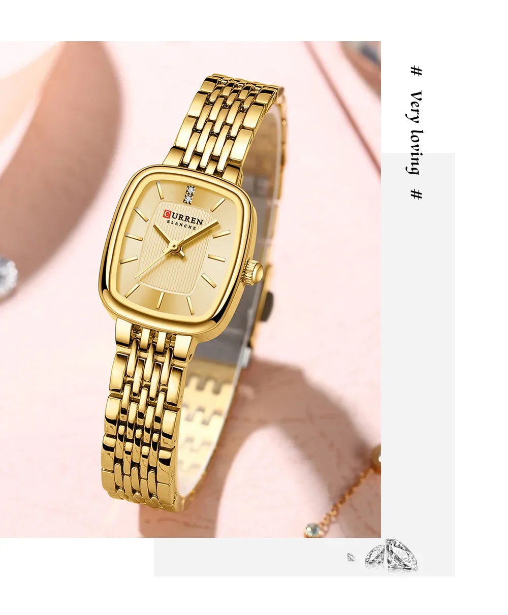 Edle Damen Armbanduhr Edelstahl Analog Quarz wasserbeständig