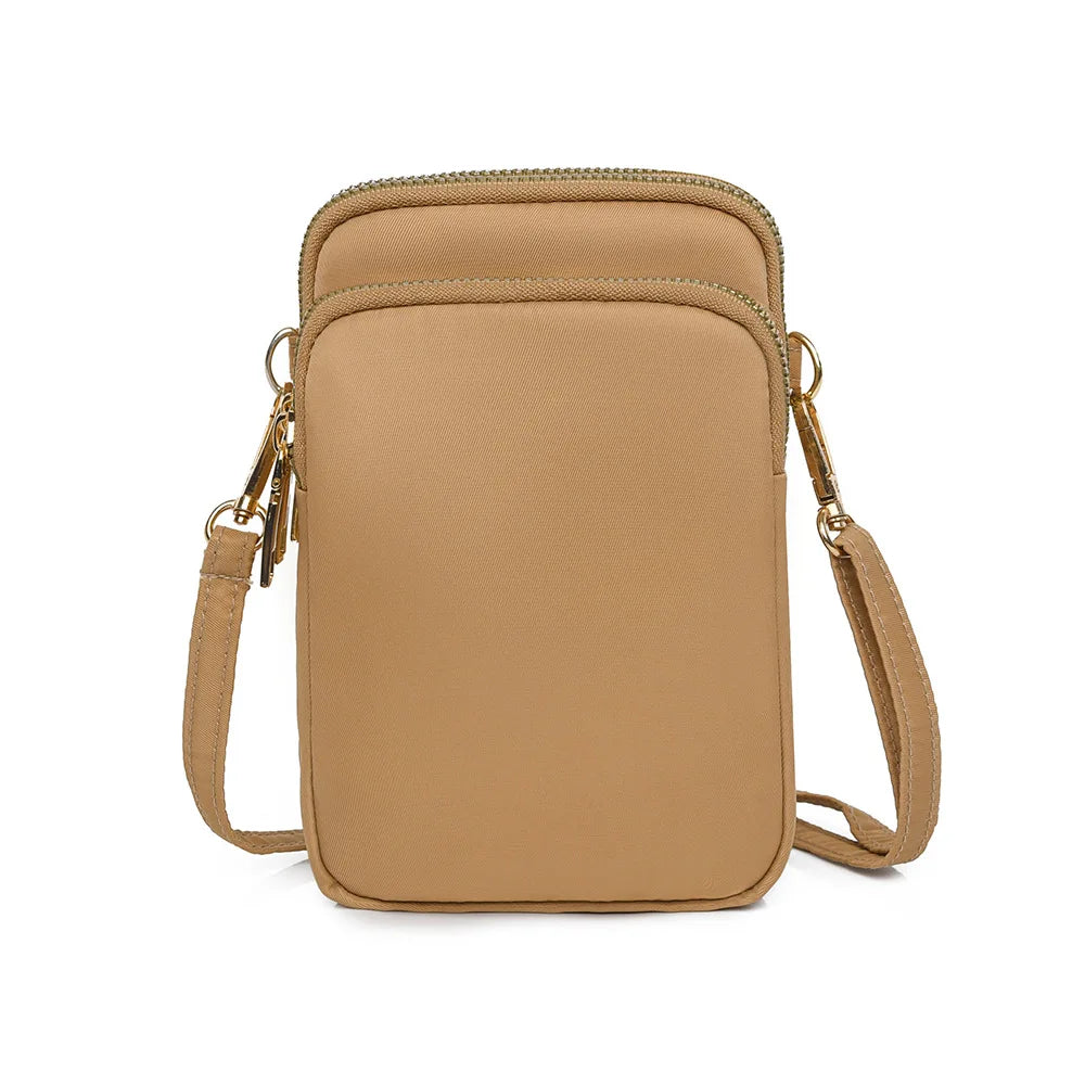 Kompakte Crossbody Handtasche Lederoptik mit Reißverschluss mit