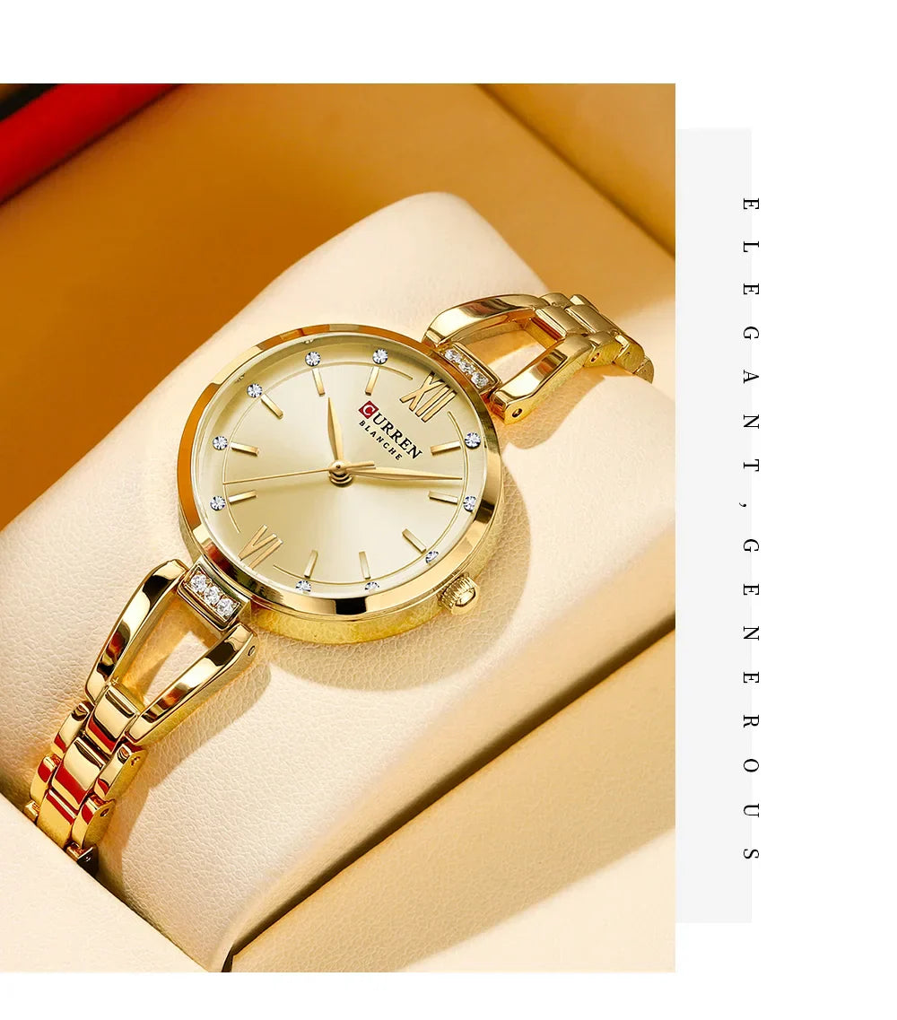 Edle Damen Armbanduhr Edelstahl Analog Quarz