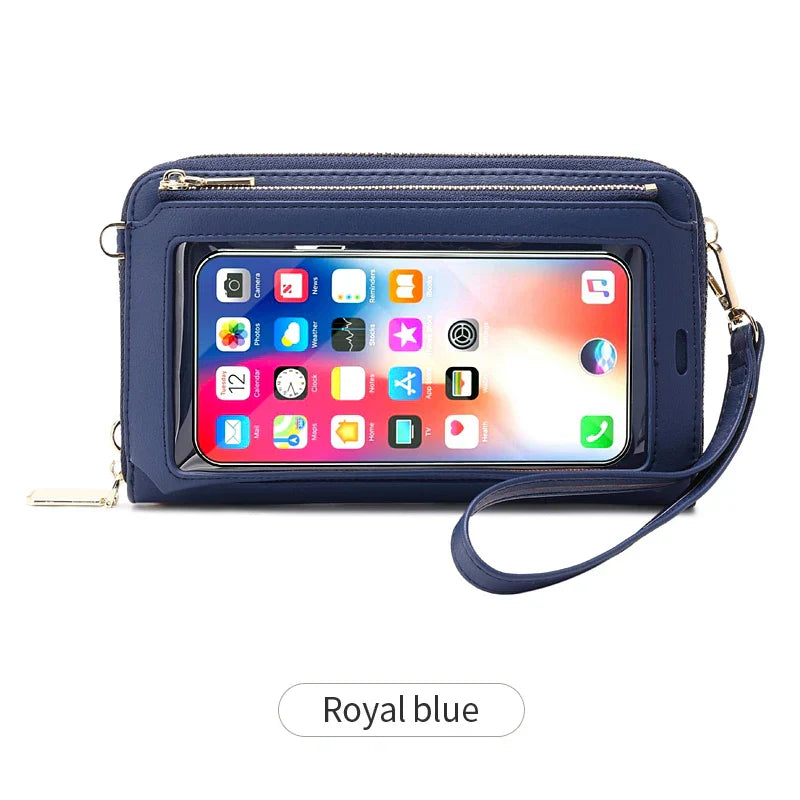Compact faux leather crossbody bag with zipper with