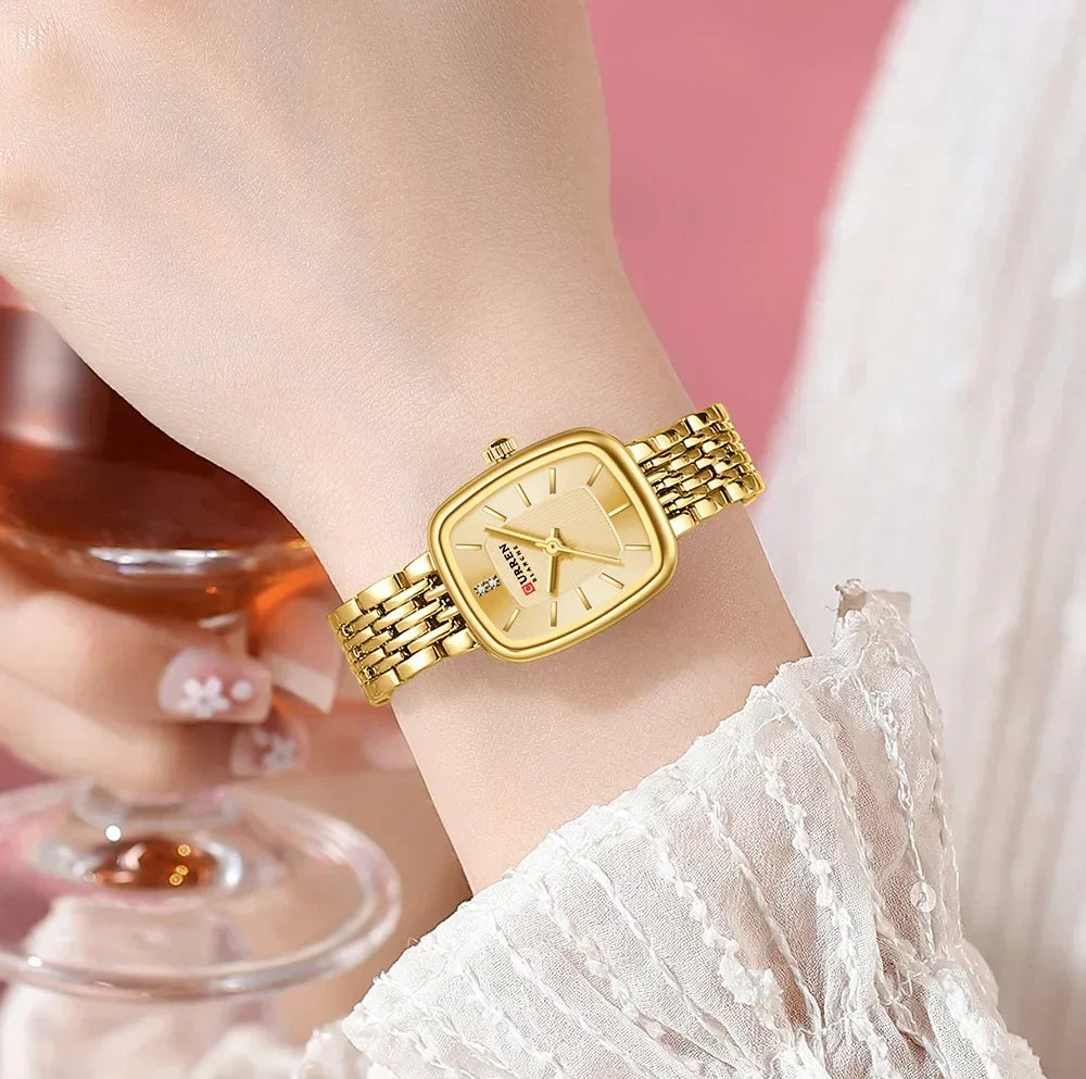 Edle Damen Armbanduhr Edelstahl Analog Quarz wasserbeständig