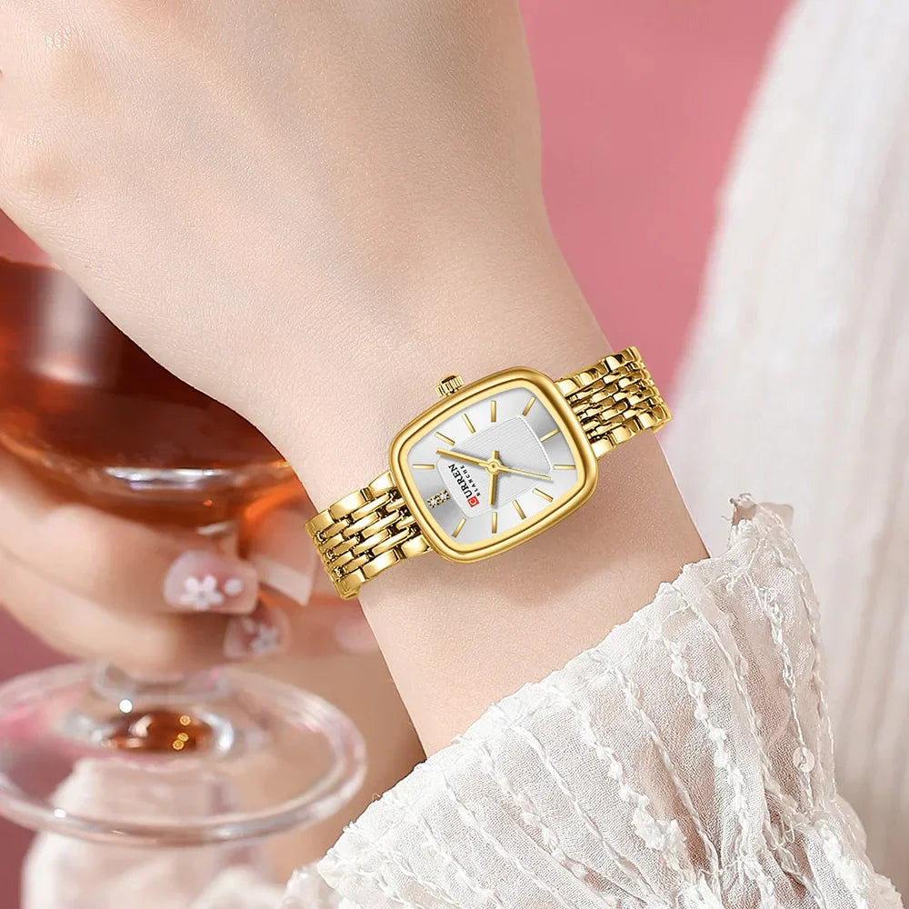 Edle Damen Armbanduhr Edelstahl Analog Quarz wasserbeständig