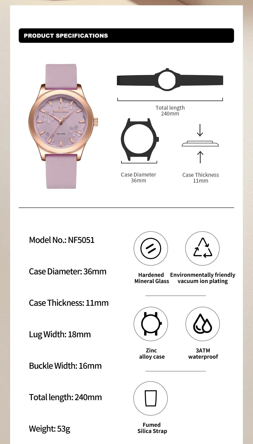 Elegante Damen Armbanduhr Analog Quarz wasserbeständig