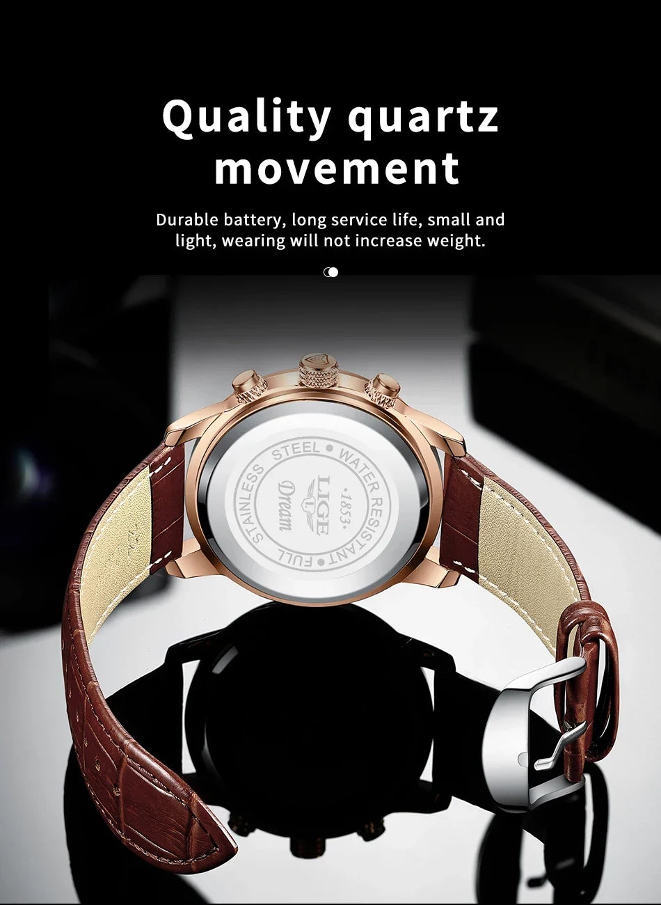 Edle Damen Armbanduhr Lederarmband Analog Quarz wasserbeständig