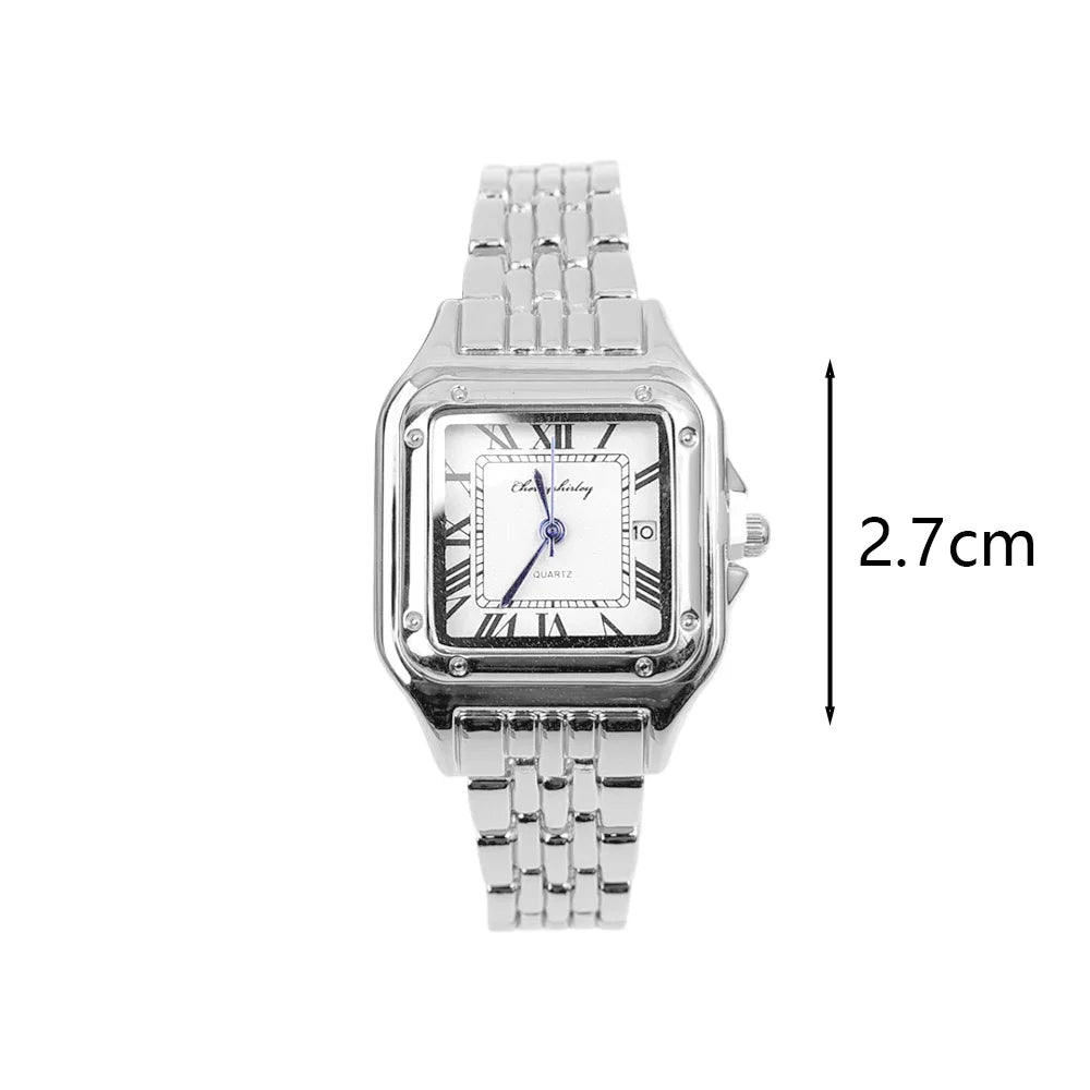 Elegante Damen-Quarzuhr mit eckigem Zifferblatt – Edelstahl Armbanduhr in Gold oder Silber