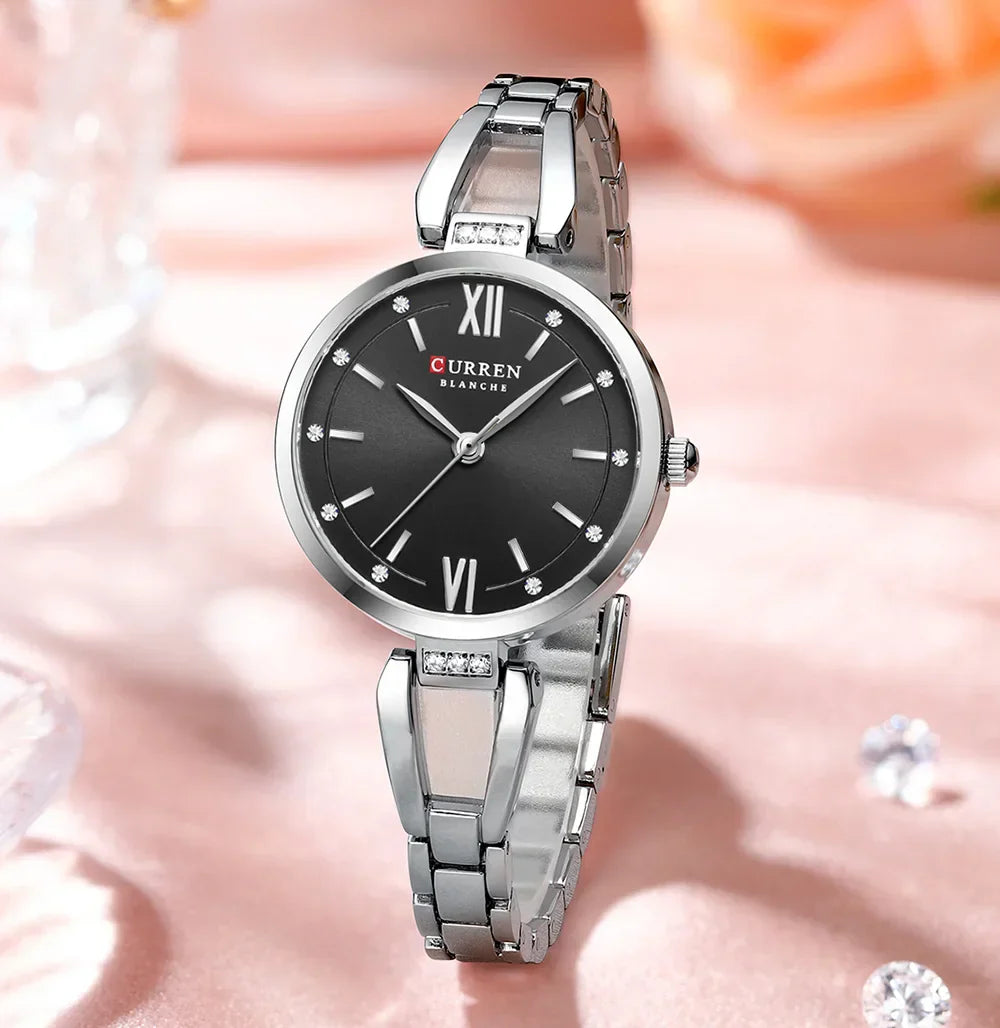 Edle Damen Armbanduhr Edelstahl Analog Quarz