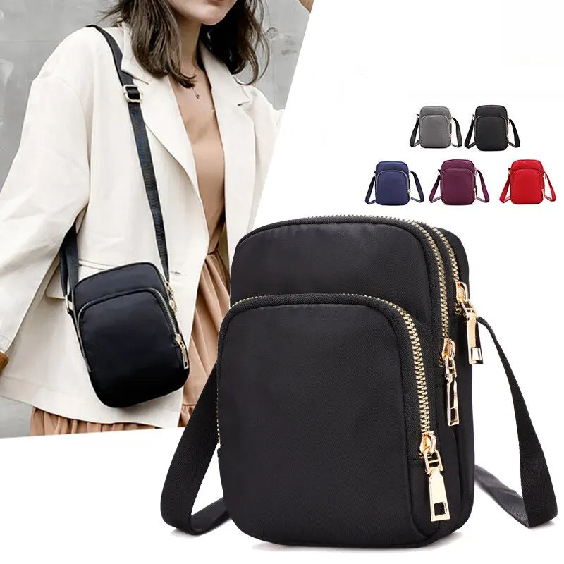 Kompakte Crossbody Handtasche Lederoptik mit Reißverschluss mit