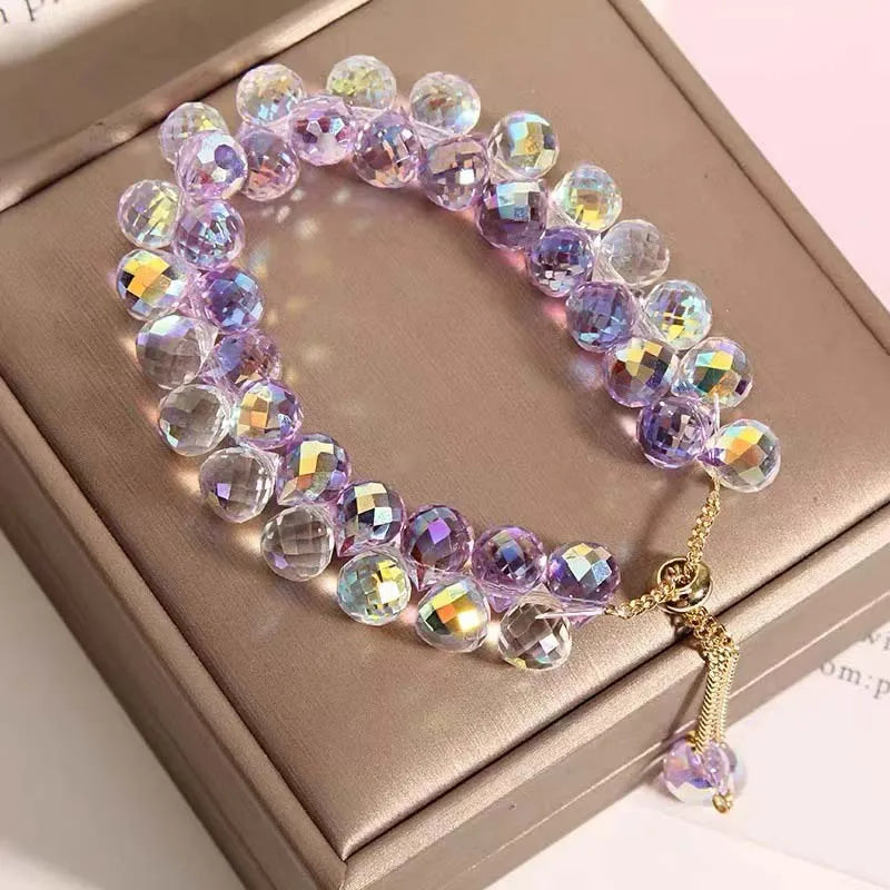 Handgemachtes Zirkon Armband Damen – Lila Kristall Schmuck Geschenk