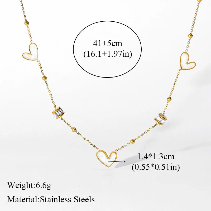 EILIECK 316L Stainless Steel Geometric Colorful Crystal Zirconia Pendant Necklace For Women Fashion Neck Chain Jewelry Gift