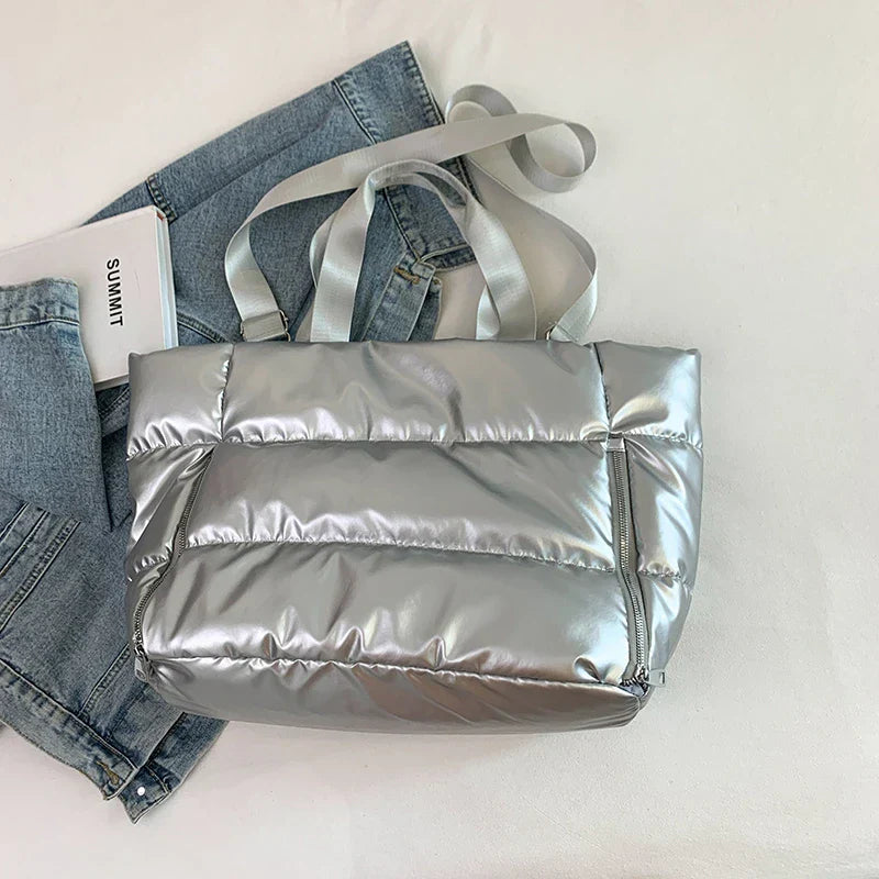 Kompakte Shopper Nylon mit Reißverschluss mit Innenfächern