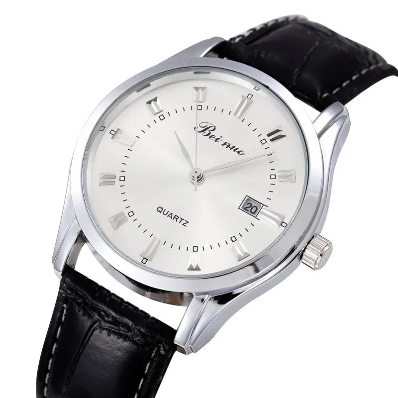 Herren Business Quarzuhr – Elegante Lederarmbanduhr, stoßfest & wasserdicht