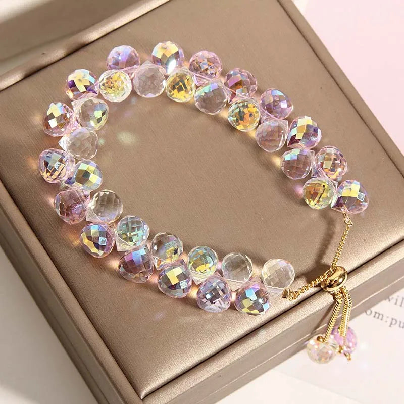 Handgemachtes Zirkon Armband Damen – Lila Kristall Schmuck Geschenk