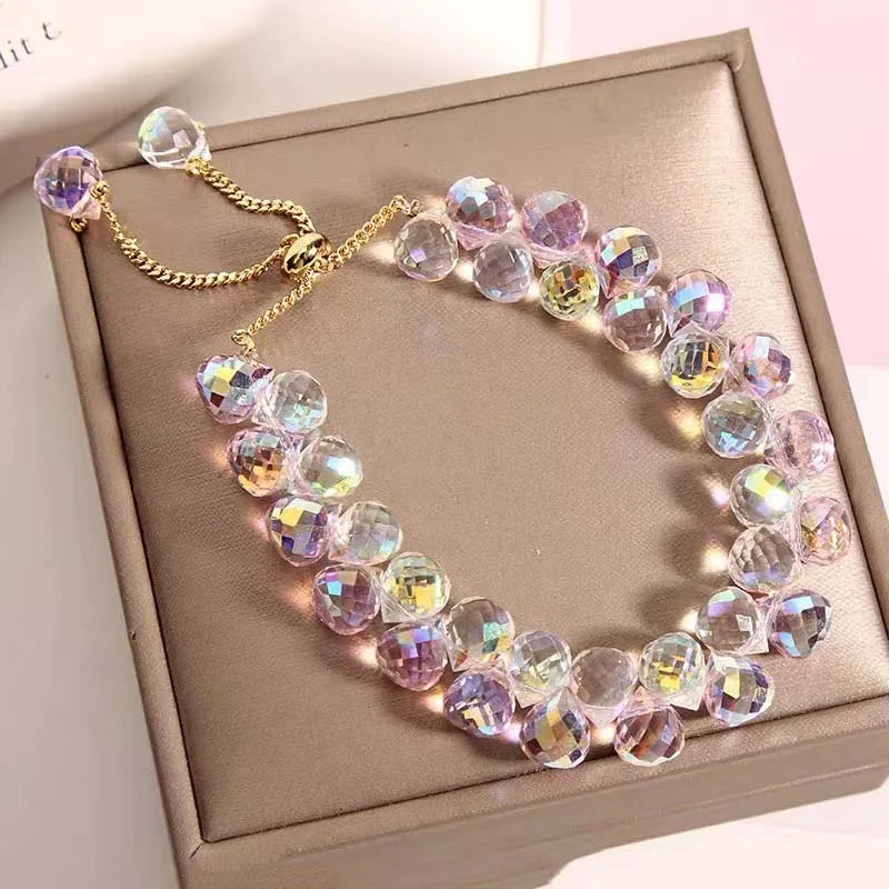 Handgemachtes Zirkon Armband Damen – Lila Kristall Schmuck Geschenk