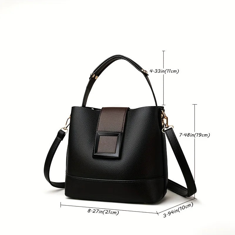 Elegant crossbody handbag in leather look with zip fastener with