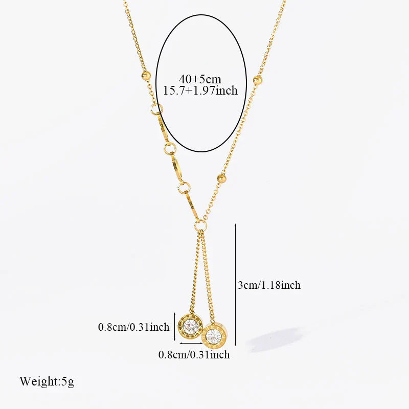 EILIECK 316L Stainless Steel Geometric Colorful Crystal Zirconia Pendant Necklace For Women Fashion Neck Chain Jewelry Gift