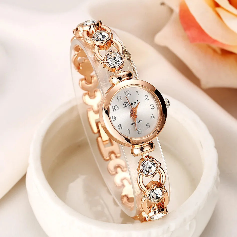 Luxus Damen-Armbanduhr – Edelstahl & Kristall-Armband | Mode Reloj Mujer
