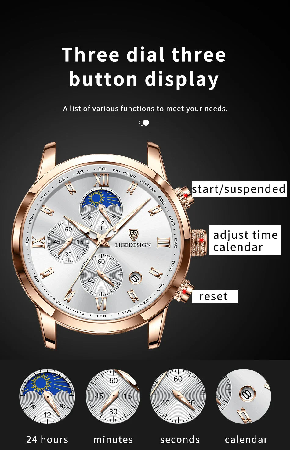 Edle Damen Armbanduhr Lederarmband Analog Quarz wasserbeständig