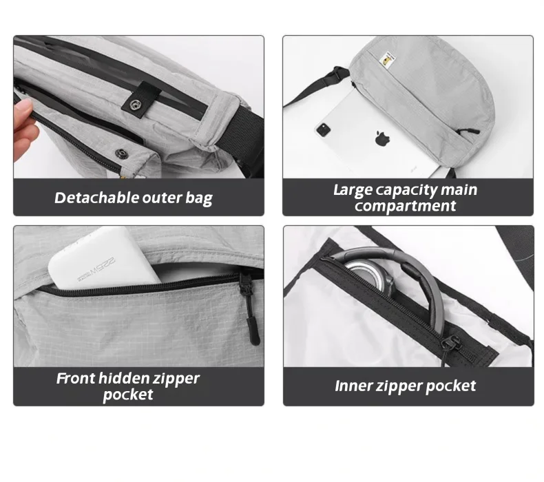 Trendy Nylon Crossbody Bag with Zipper with
