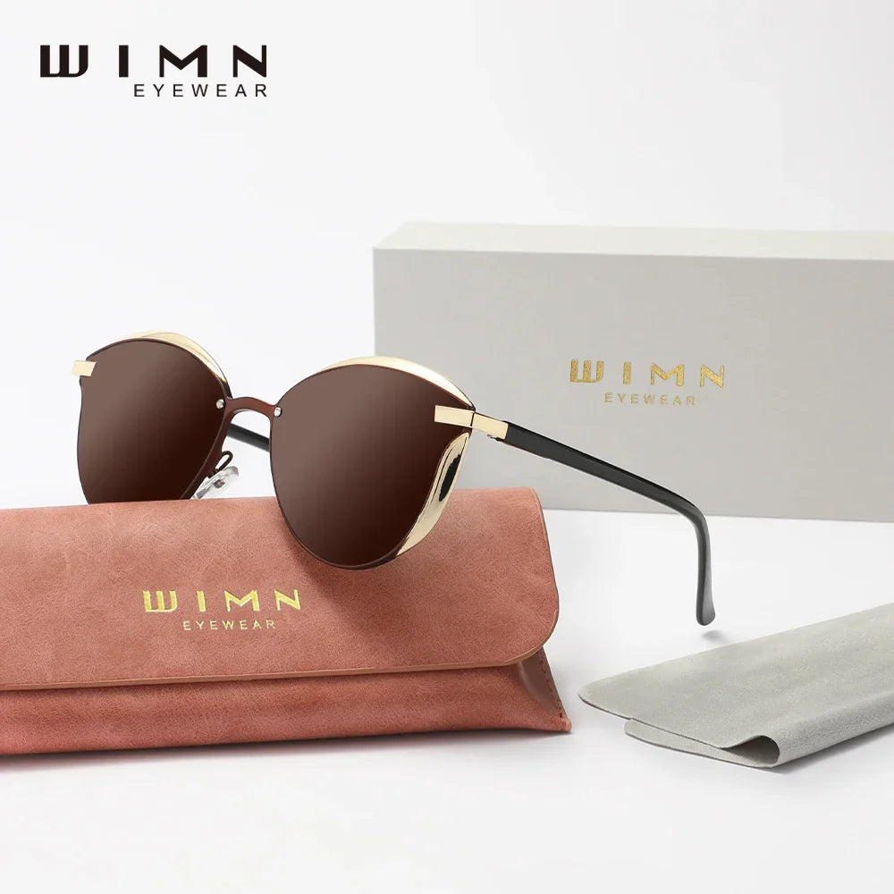 Minimalistische Sonnenbrille Cat-Eye PC polarisiert UV400 Spiegelglas