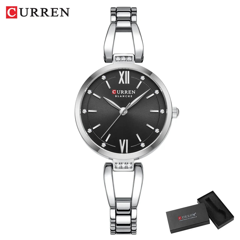Edle Damen Armbanduhr Edelstahl Analog Quarz