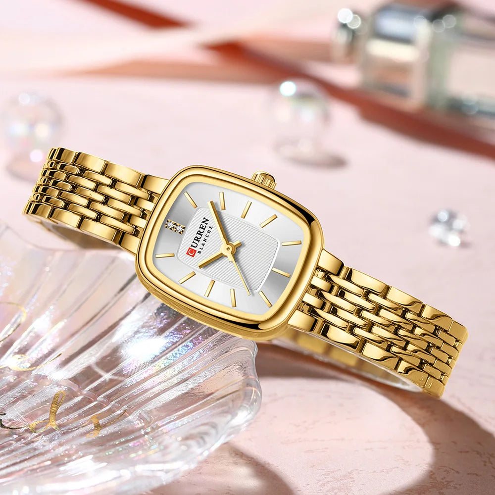 Edle Damen Armbanduhr Edelstahl Analog Quarz wasserbeständig