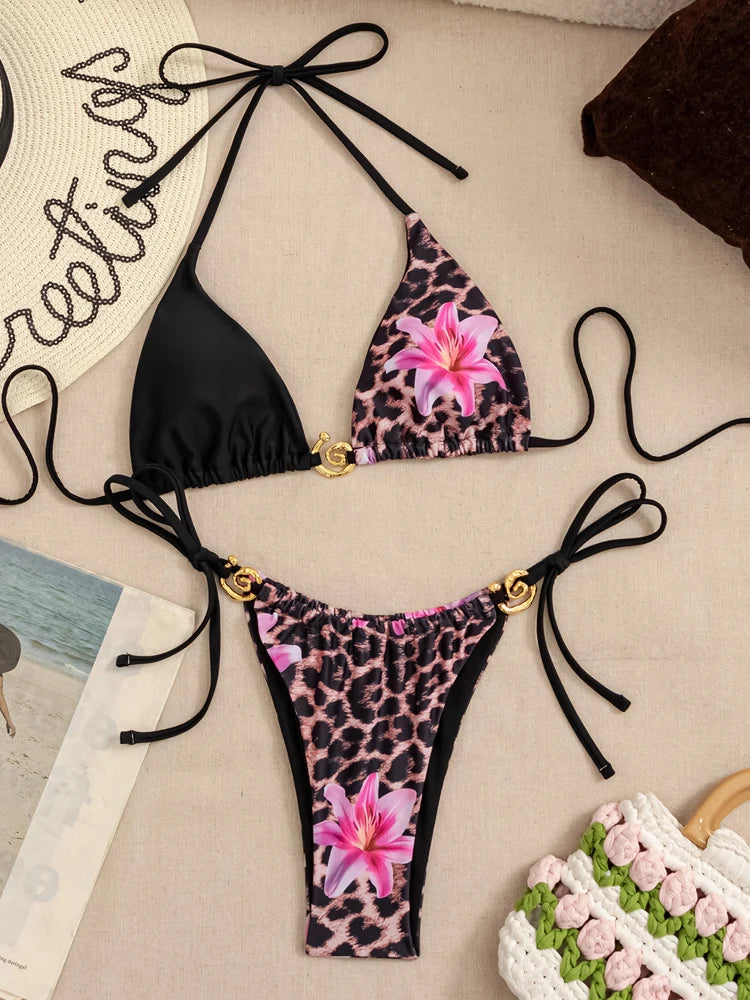 Leopard Print Bikini Set für Damen – 2-teilig