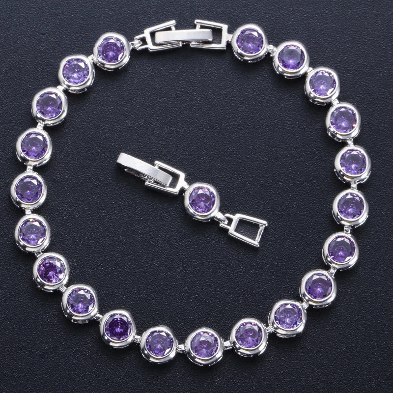 ThreeGraces Kristall Armband Damen – Lila Zirkonia Schmuck Geschenk