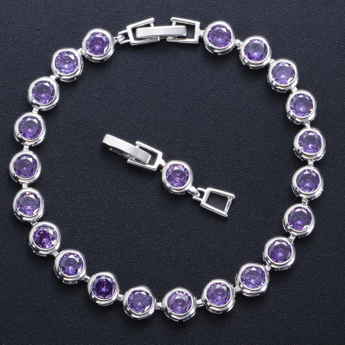 ThreeGraces Kristall Armband Damen – Lila Zirkonia Schmuck Geschenk