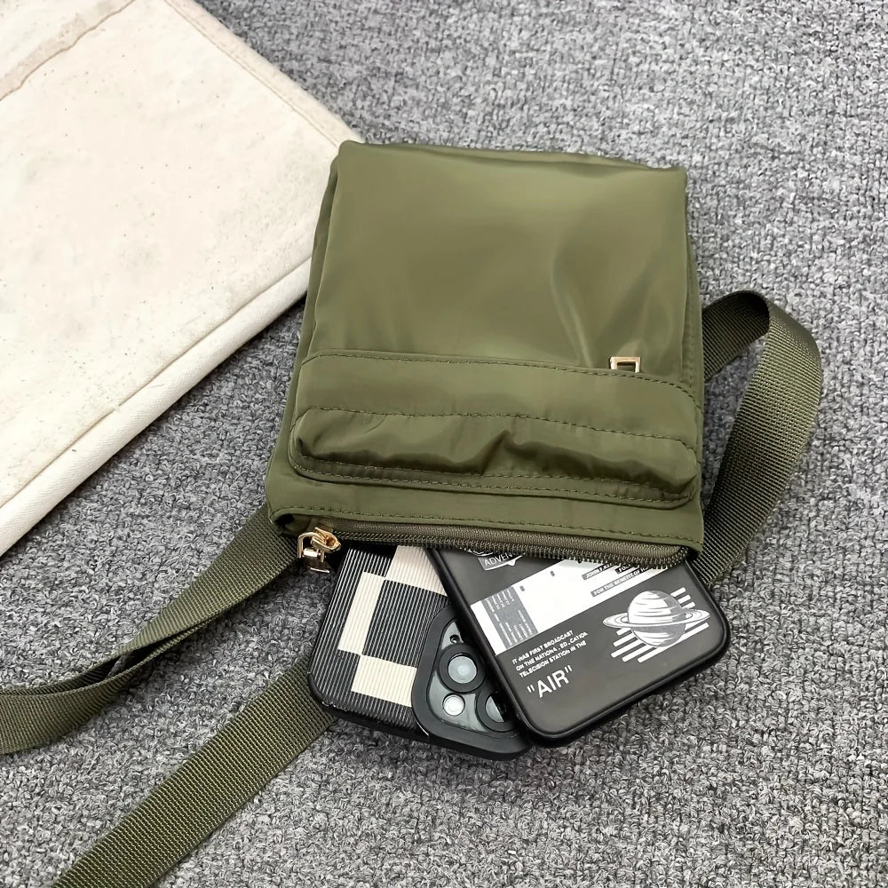 Practical Nylon Crossbody Bag with Zipper Mini