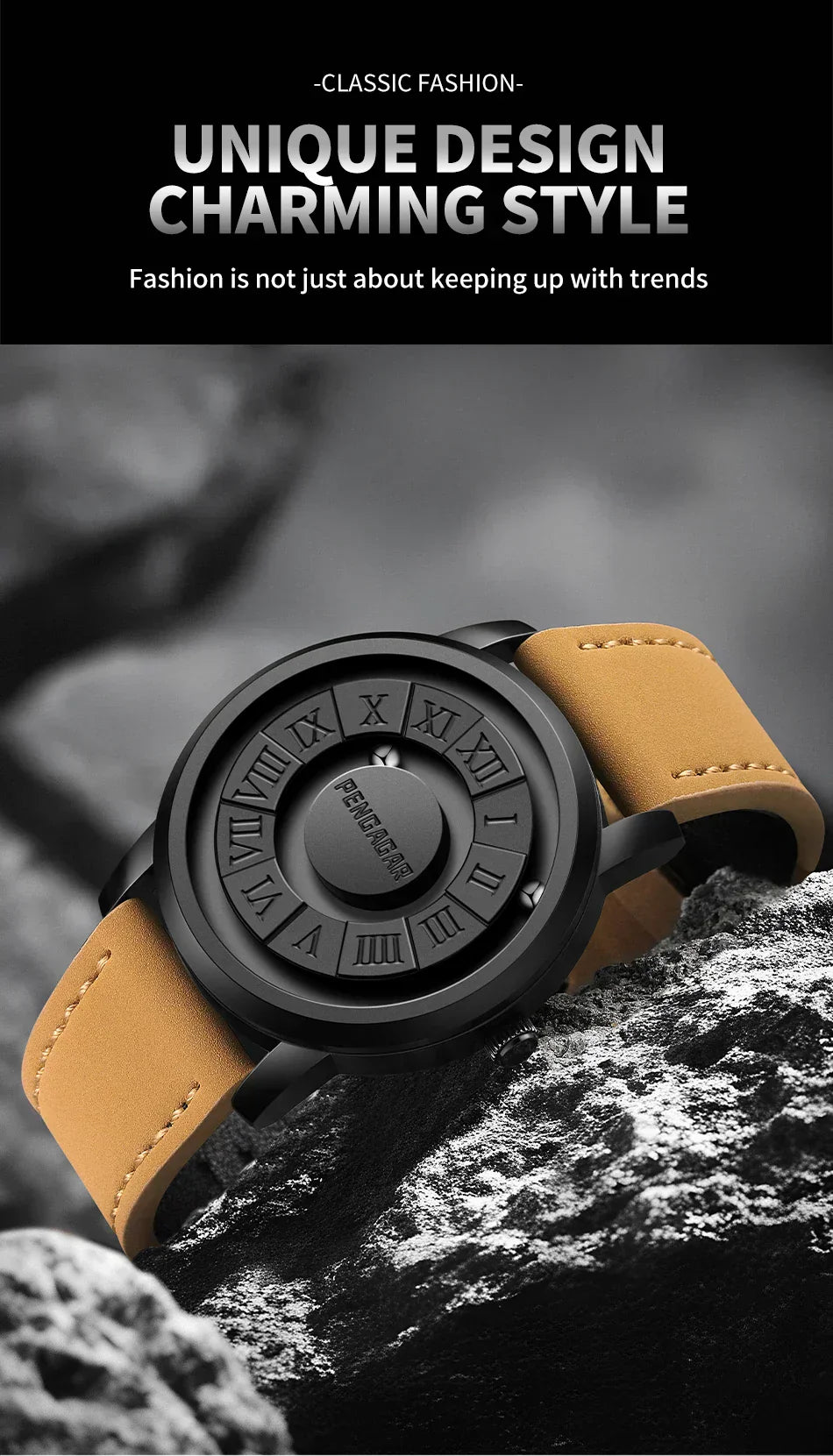 2024 New Luxury Quartz Watch for Men – Creative Scroll Hands, Magnetic Wrist Watch, Relogio Masculino