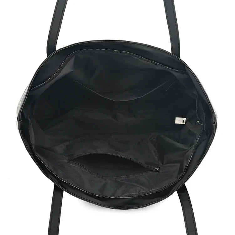 Stylish Nylon Shopper with Zipper and Interior Pockets