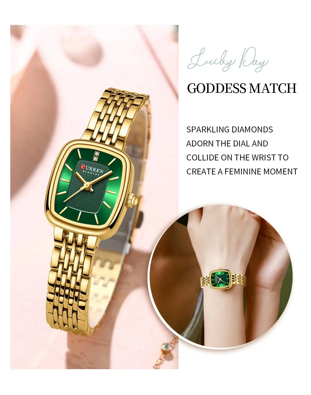 Edle Damen Armbanduhr Edelstahl Analog Quarz wasserbeständig