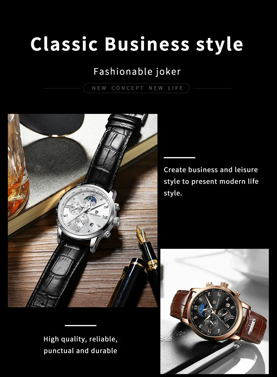 Edle Damen Armbanduhr Lederarmband Analog Quarz wasserbeständig