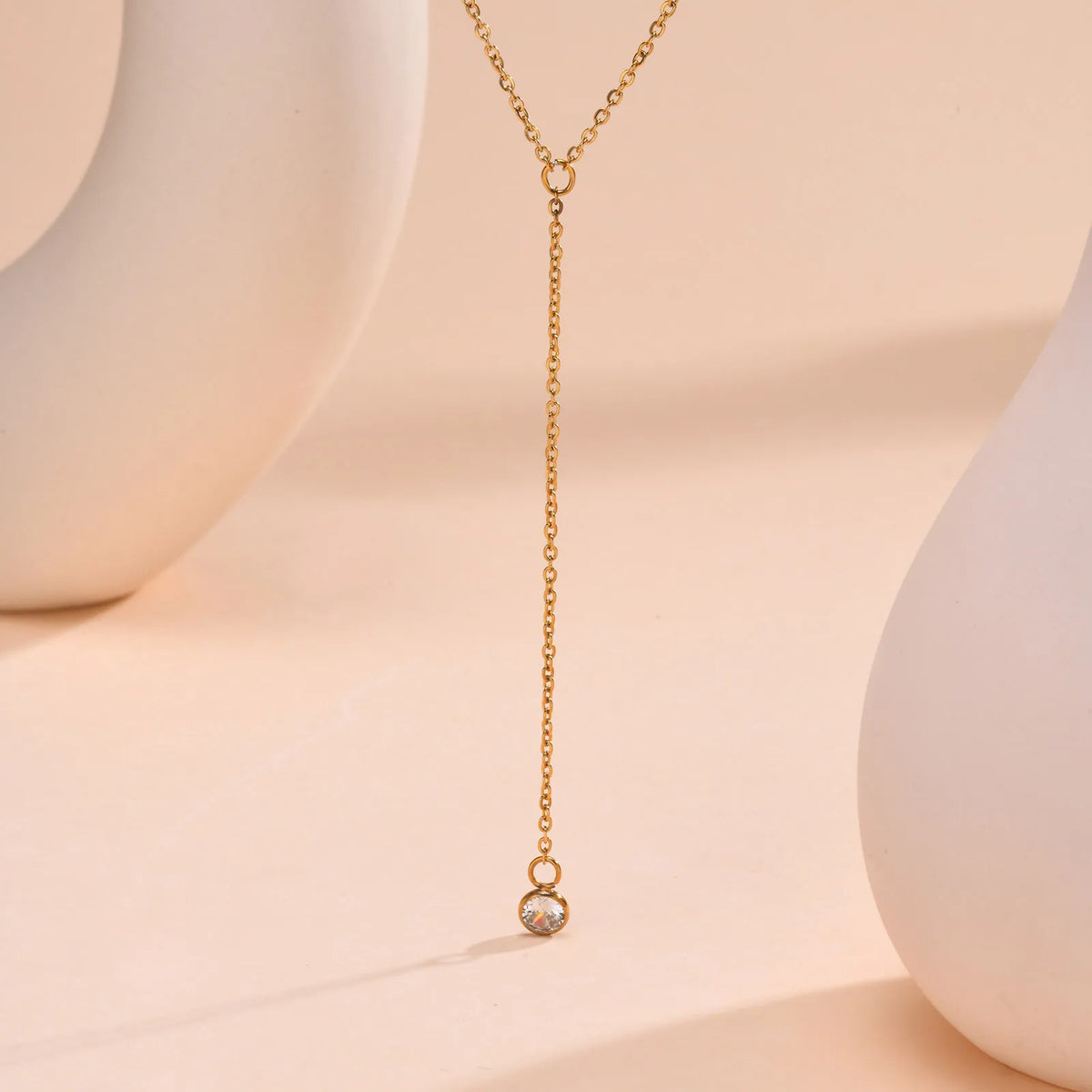 Y Lariat Necklace with Bar Pendant, Stainless Steel Long Chain, Women's Trendy Necklaces